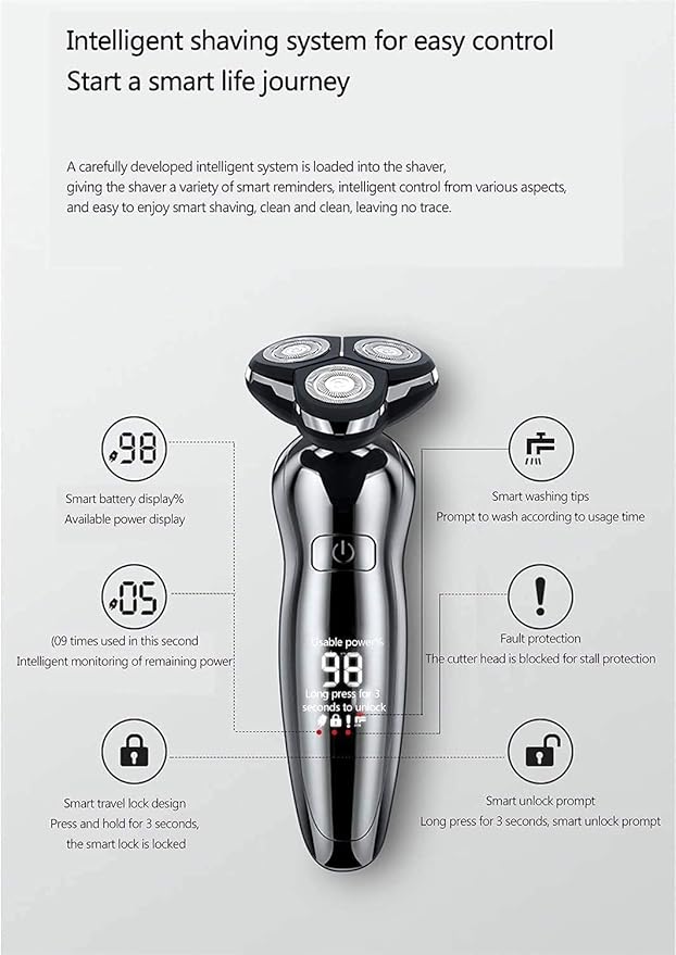 Electric Razor for Men Mens Electric Shavers 4 in 1 Dry Wet IPX7 Waterproof Rotary Shaver Razors Face Shaver USB Rechargeable for Shaving Traveling Gift for Dad Husband