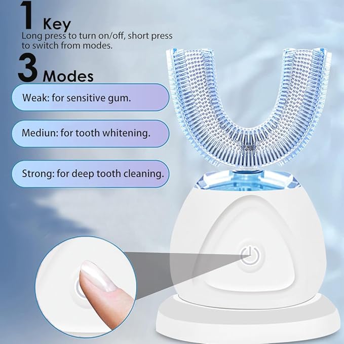 360 Ultrasonic Toothbrush Automatic Toothbrushes Auto Sonic Tooth Brush Teeth whitening Brush with Timer &amp Wireless Charging 360° Ultrasonic Electric Toothbrush for Adult