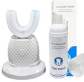 Ultrasonic Automatic Toothbrush for Adults U-Shaped 360° Electric Toothbrush for Teeth Whitening Rechargeable Ultrasonic Tooth Brush for Travel Home Dual-use (White)