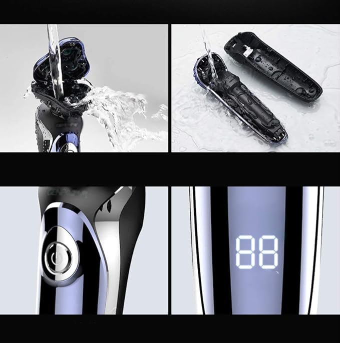 Electric Shavers for Men USB Rechargeable Shaver Waterproof Rotary Electric Shaver Grooming Kit with Hair Clipper Nose Hair Trimmer Facial Brush Dry and Wet Beard Trimme