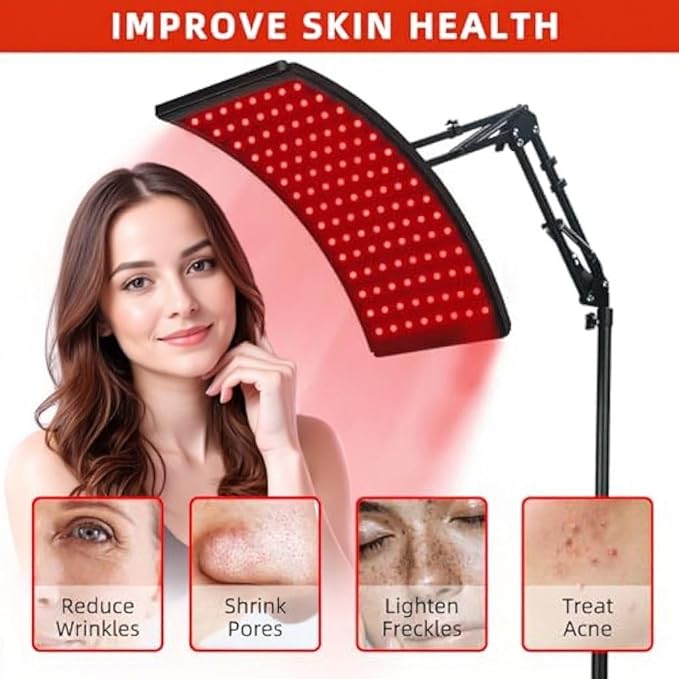 Red Light Therapy Beauty Lamp 660nm 850nm LED Panel – Infrared Light for Skin Appearance Glow &amp Self-Care – Adjustable Timer &amp Brightness – at-Home LED Beauty Light