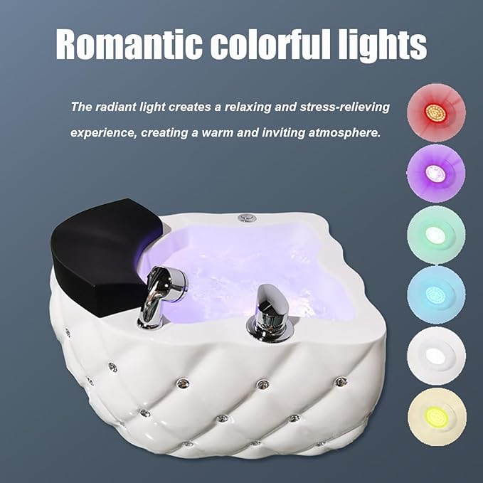 Acrylic Massage Footbath Portable Foot Spa Bathtub Colorful Light Surfing Pedicure Bathtub Acrylic Pedicure Bowl Used in Beauty Salons and Nail Salons Salon(Black)
