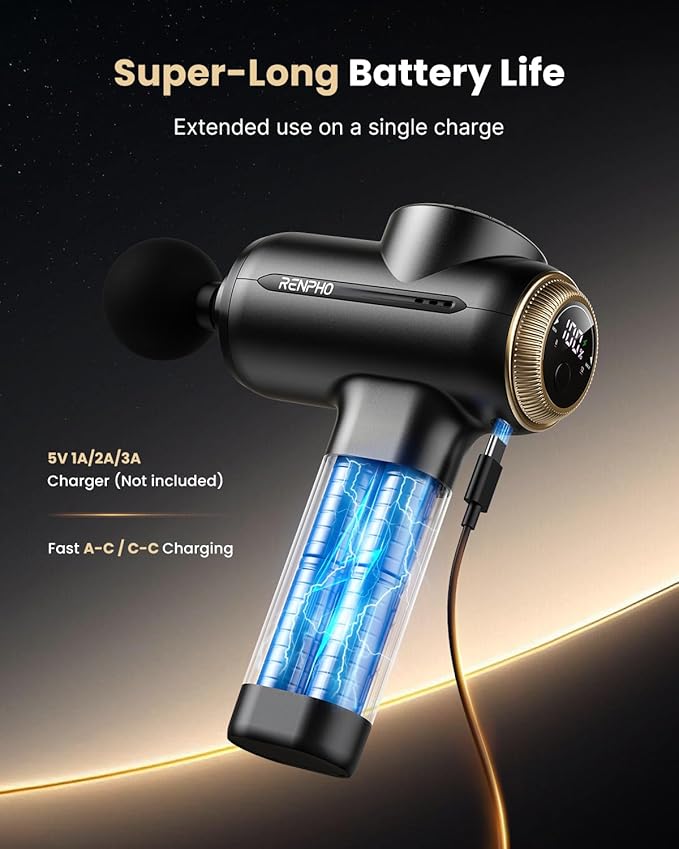 RENPHO Active Evo Massage Gun Deep Tissue Back Massage with 8-12mm Adjustable Amplitude Heavy-Duty FSA Approved Percussion Professional Muscle Massager Gun for Athtetes &amp Home Use HSA