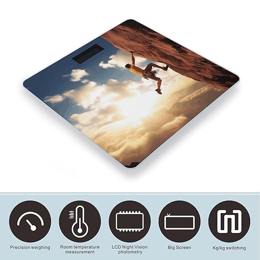 Rock Climbing SportsScale for Body Weight with LCD High Precision Weighing Scales Fashion Sturdy Tempered Glass Weight Scales Easy-to-Read Digital Bathroom Scale for Daily 400lb