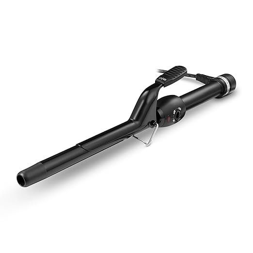 StyleCraft Stay-Temp Black Gold Professional Curling Iron with Extra-Long Thumb Grip Extended Barrel Marcel