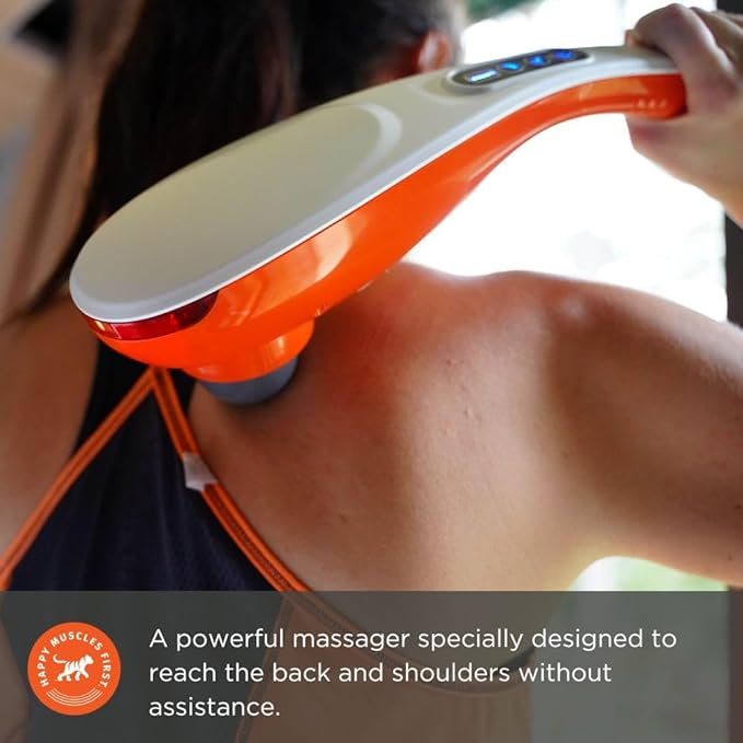 Tiger Tail Vibration Massager T-800 Long Arm Knot Buster Cordless Massage Device - Handheld Back Shoulder and Neck Deep Tissue Massager