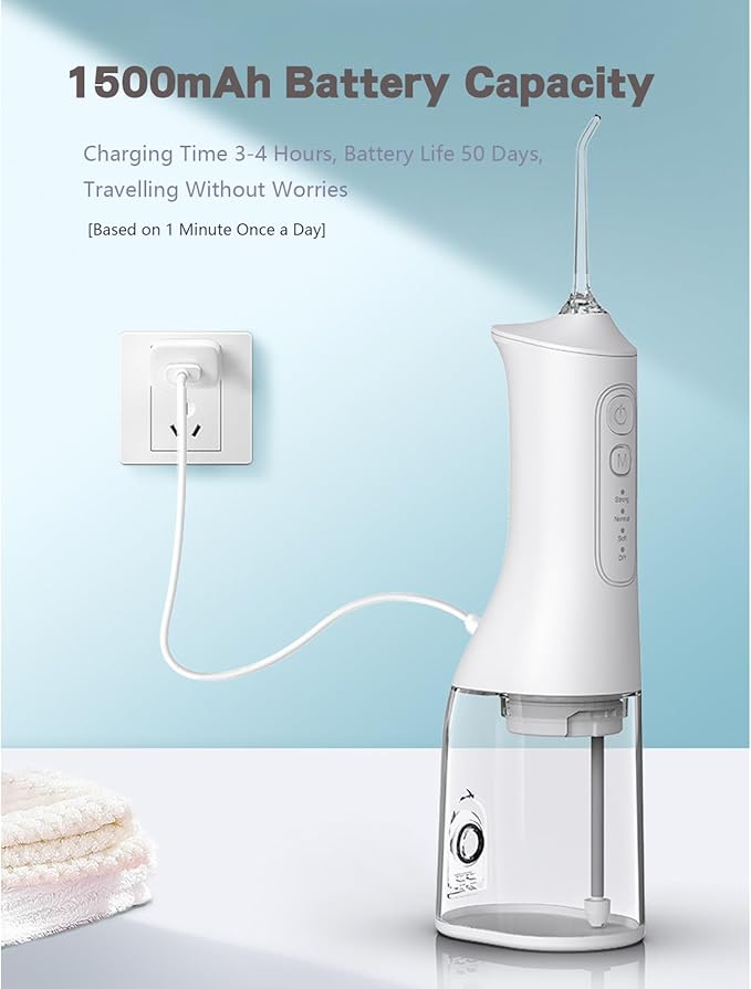 Water Flosser for Teeth CordlessElectric Dental Flosserwith 5 Professional Nozzles and 4 ModesIntelligent Memory300ml Water Tank1600 Pulses/minfor Orthodontics Home UseBlack/White (Black)