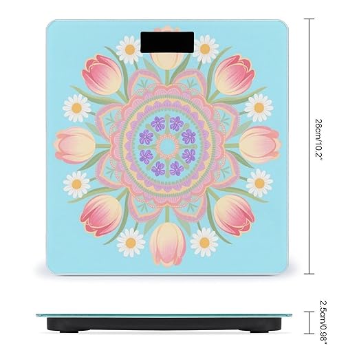 Digital Bathroom Scale for Body Weight Scale with Bright LCD Display High Accuracy Step-On Technology Auto On/Off Bohemian Mandala Flower Digital Scales 400 Lbs /180kg