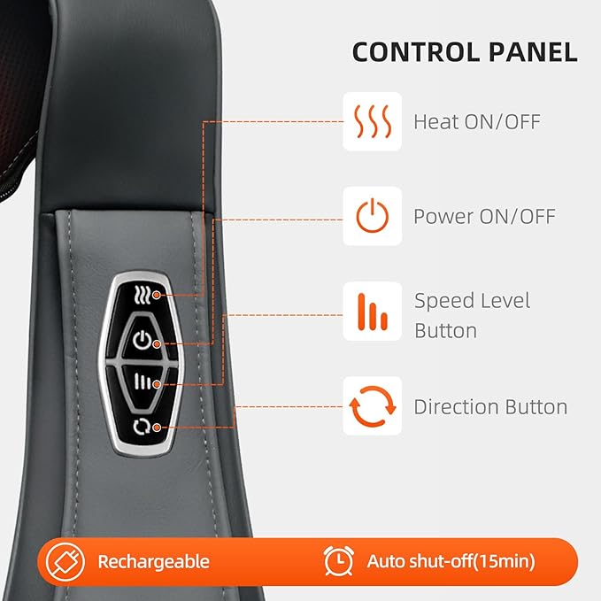 Cordless Shiatsu Neck &amp Back Massager for Pain Relief Deep Tissue with Heat 3D Kneading Massage Pillow Back Shoulder Massagerfor Body Muscle Use for Home Office Car Gifts for Mom Dad