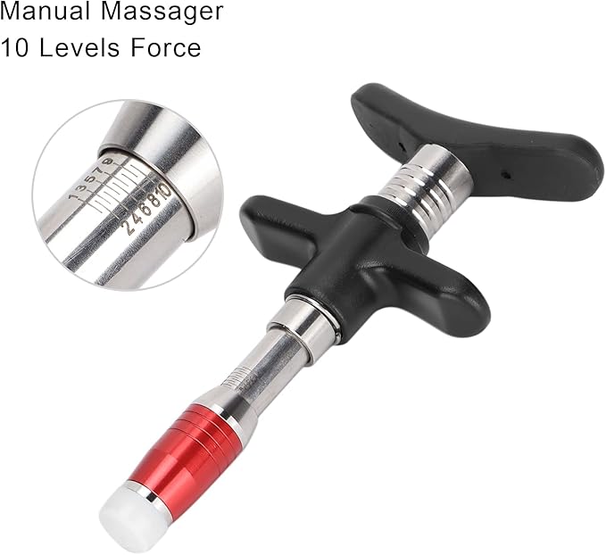 ZJchao Chiropractic Adjustment Tool 10 Levels Manual Single Head Spinal Massager Hand Back Massage Tool Gun Device Portable Chiropractic Adjustment Tool (Red)