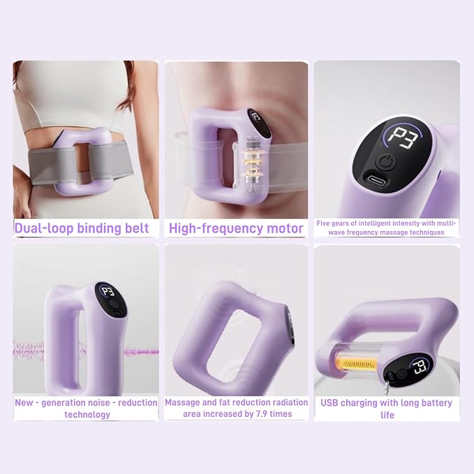 Multifunctional Full-Body Fascia Ring Ergonomic Electric Fascia Massager Deep Tissue Vibration Portable Design for Full-Body Fat Burning &amp Shaping(Pink)