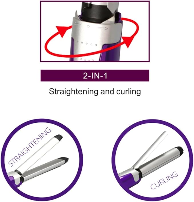 BERTA 1 inch Curling Iron Flat Iron-Hair Straightener and Curler 2 in 1Professional Ceramic Curling Wand for Long Short HairQuick Heat Up6 Temps Styling Tools