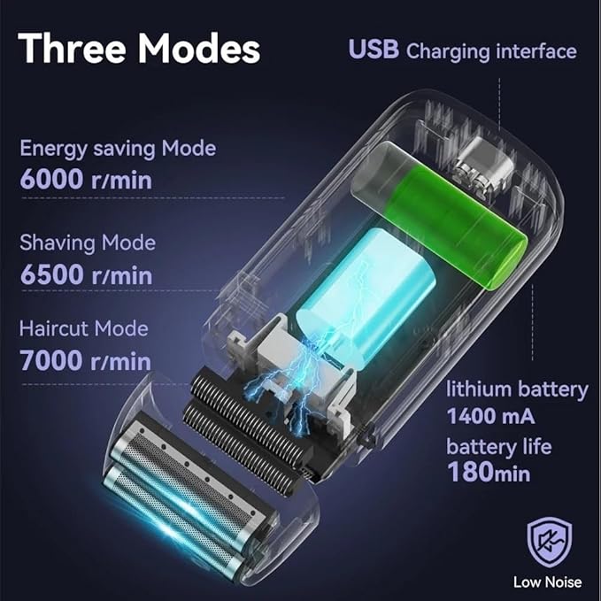 Men's Shaver Electric Shaving Machine Cordless Foil Shaver Bald Shaving Machine Hair Cutting Machine Men's Razor(Gold)