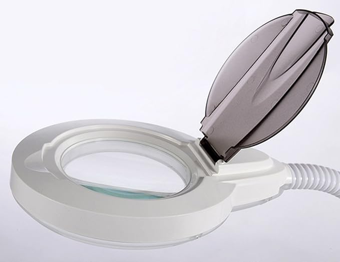 Elitzia Led Cold Light Magnifying Lamp 5 Times Magnification Movable Pulley Base Beauty Lamp for Facial Care Tattoo Or Reading ETH3008(White 3 Rings Lamp Beads)