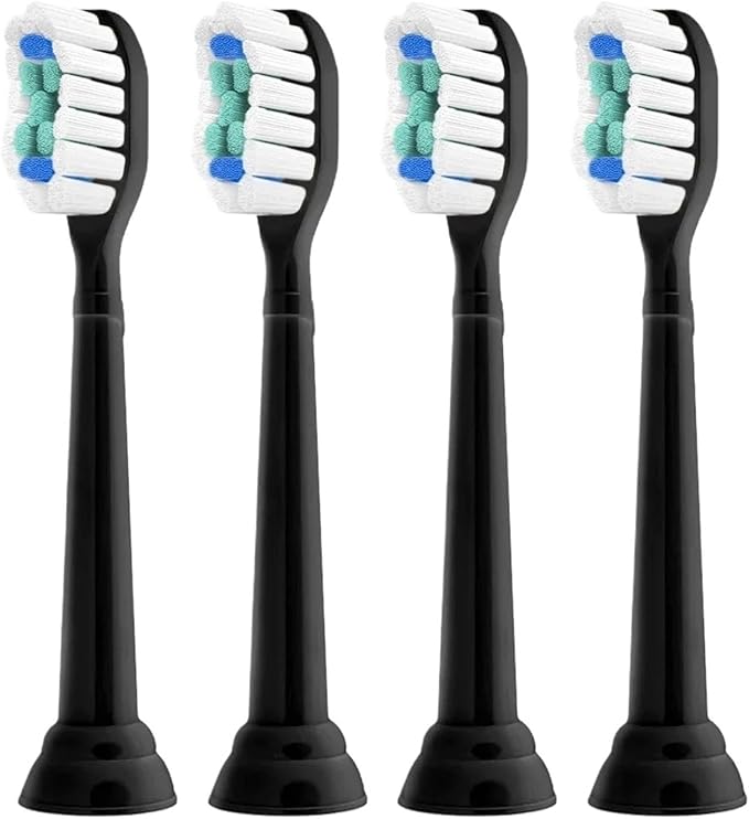 Replacement Toothbrush Heads Compatible for 1100 2100 4100 5100 5300 6100 7500 Brush Head(Black-4 Pcs)