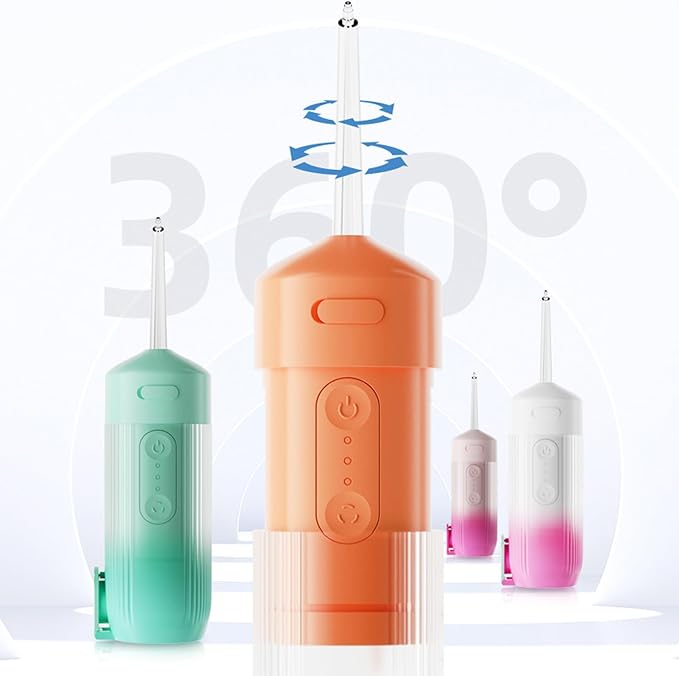 Retractable Cordless Oral IrrigatorWater Dental Flosser3 Modes and 4 Function Nozzles360° Rotation200ml Water TankUSB ChargingSuitable for Home/Travelling Use (White)
