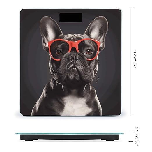 Digital Bathroom Scale for Body Weight Scale with Bright LCD Display High Accuracy Step-On Technology Auto On/Off French Bulldog Digital Scales 400 Lbs /180kg