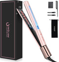 IG INGLAM Titanium Flat Iron Hair Straightener Infrared Curling Iron 1 Inch Negative Ionic Dual Voltage Straightener 11 Adjust Temp 250°F to 450°F Shiny Hair 110-240V Gift Pink