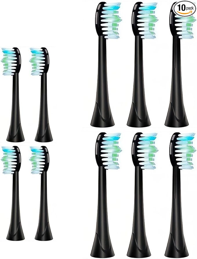 Replacement Toothbrush Heads Compatible with GLAMORORAL Electric Toothbrush 10 Pack Black