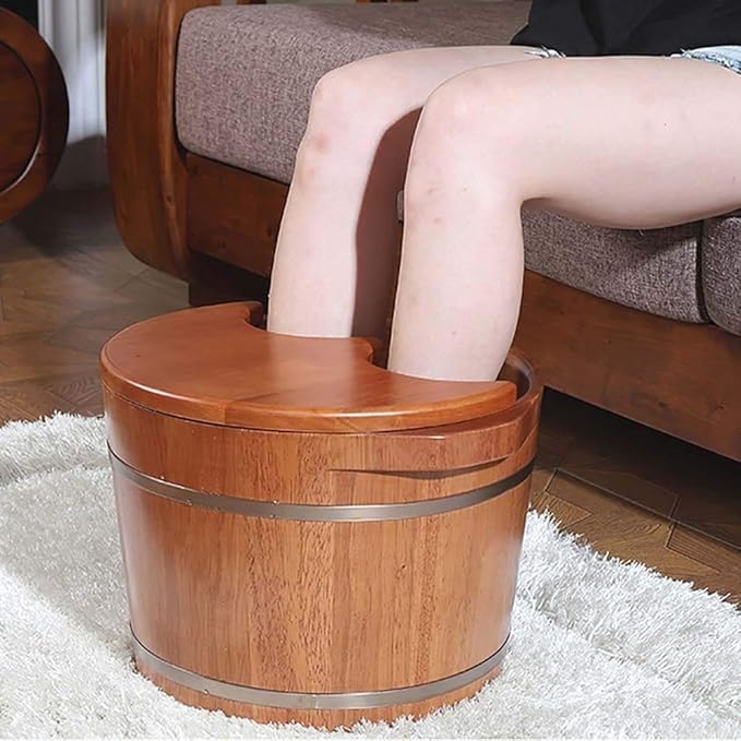 Foot Tub Wooden Foot Basin Household Gift Foot Soaker TubWooden Foot SoakWooden Foot BasinSolid Wood Foot Tub Pedicure Bowl Spa Massage Pedicure Barrels Household Foot Bath Barrel Household Items D