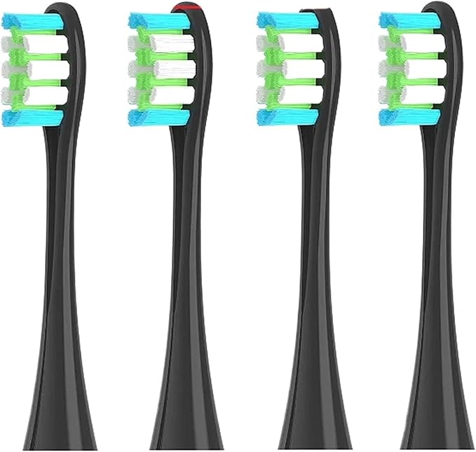 Replacement Brush Heads Compatible for Oclean X/X PRO/ Z1/ Sonic Electric Toothbrush Head Bristle Nozzles(4 Pcs Black)