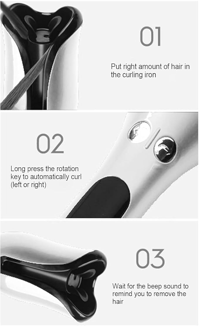 Spin N Curl Curling Iron for Healthy &amp Shiny Effortless Curls &amp Waves Provides Preset Temperature Settings for Each Hair Texture