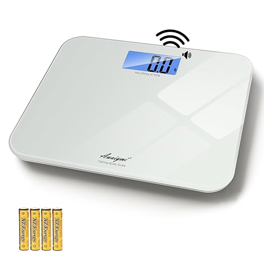 Talking Scales for Body Weight Highly Accurate Digital Talking Bathroom Scale with Large LCD Screen Auto On &amp Off Talking Scales for Visually Impaired or Elderly Includes Batteries 551 LB