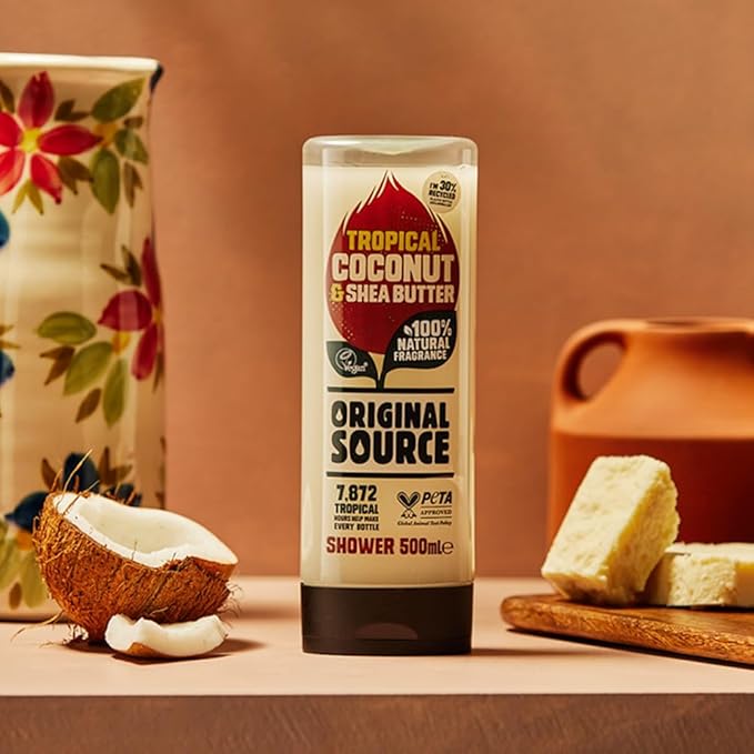 Original Source Coconut and Shea Butter Shower Gel 100 Percent Natural Fragrance Vegan Cruelty Free Paraben Free Bulk Buy Pack of 6 x 500 ml