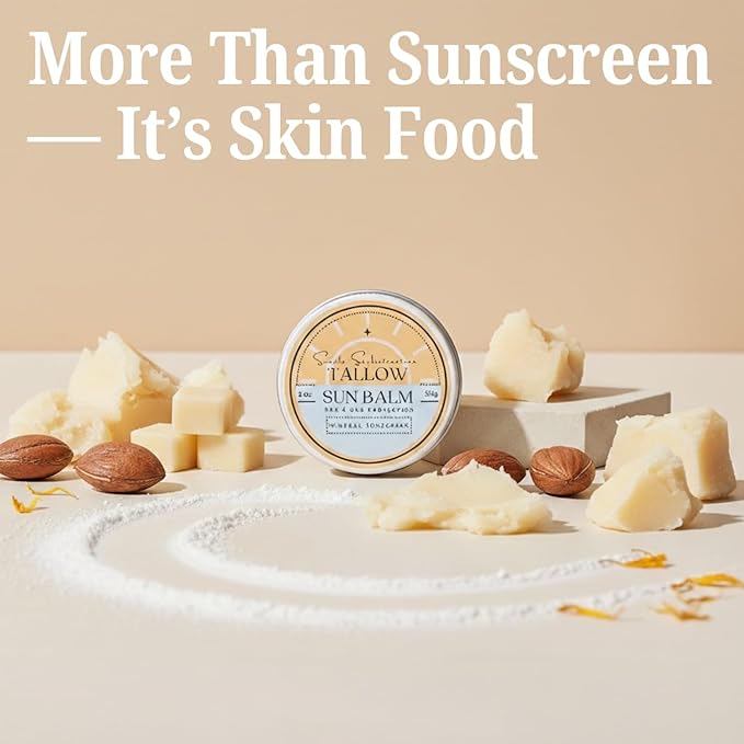 Tallow Sun Balm tinted - with grassfed tallow castor oil zinc oxide | Mineral Sunscreen | Natural Clean Organic | Reef Safe Ocean Friendly | Spf 30 - suitable for sensitive skin (2 oz) (Fair)