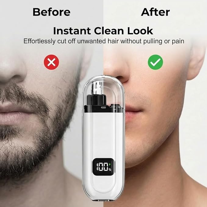 3-in-1 Nose Hair Trimmer for Men &amp Women Type-C Rechargeable Nose and Ear Hair Trimmer with Eyebrow Head IPX7 Waterproof Electric Nose Trimmer (Black)