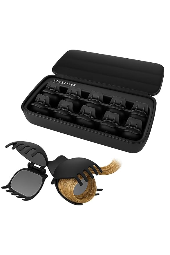TopStyler Hairsetter Heated Ceramic Styling Shell Clips – Professional Hair Curler &amp Wave Styler with 10 Ceramic Shells Heat-Resistant Case &amp Clips for Long-Lasting Curls Waves &amp Volume