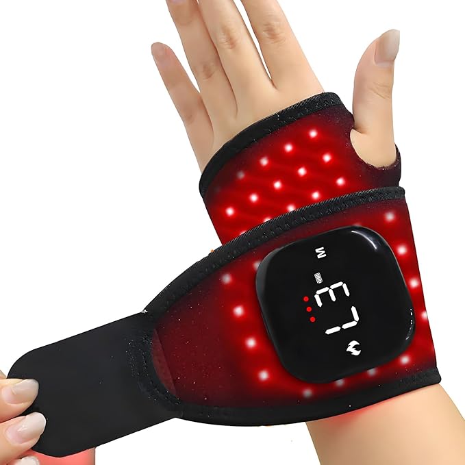 Cordless Red Light Therapy for Hands and Wrists Pain ReliefHands Free Red Light Therapy for Hand ArthritisWrist Pain Relief Vibration and Adjustable Heat Settings 5 Modes 3 Timer
