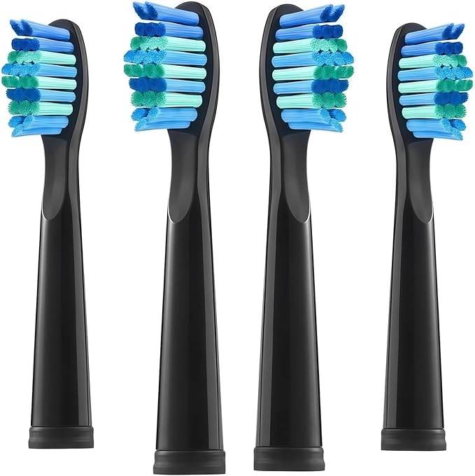 Replacement Toothbrush Heads Compatible with COSOUL Electric Toothbrush Soft Bristle Nozzles Deeply Clean(4PCS Black)