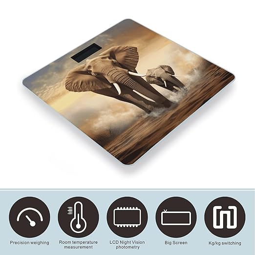 Elephant and Baby Elephant Bathroom Scale Large LCD Backlight Display Digital Scale Rounded Corners Body Scales Automatic Power On/Off Bathroom Scales for Home Bedrooms