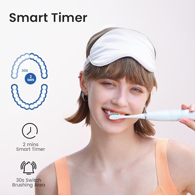 Oclean Electric Toothbrush for Adults 150 Days Battery Life Electric Toothbrush USB Rechargeable Sonic Travel Toothbrush with 6 Brush Heads &amp Travel Case 5 Modes and Smart Timer