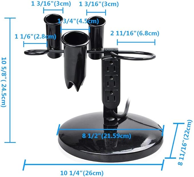 BYOOTIQUE 2 Packs Tabletop Blow Dryer &amp Hair Iron Holder - Salon Appliance Stand w/ 3 Outlets