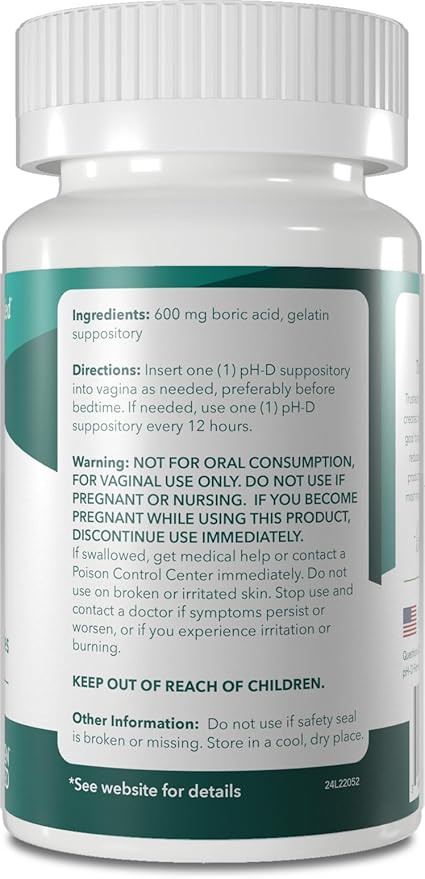 pH-D Feminine Health Support - Boric Acid Starter Bundle - pH-D Boric Acid Vaginal Suppositories 36 Count and 5 Vaginal Suppository Applicators