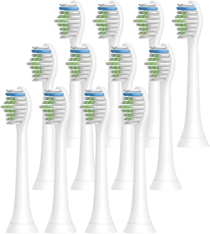 8-16pcs Toothbrush Heads Compatible for Philips Electric Replacement Brush(12pcs White)