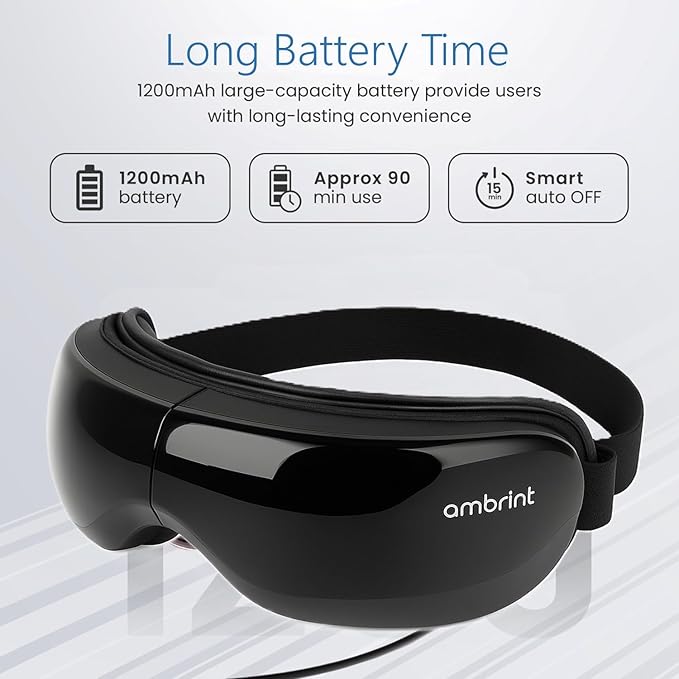Eye Massager with Heat Bluetooth Smart Off for Eye Relaxing Migraine Stress Relief Improves Sleep Comforts Dry Eyes Tired Puffy Eyes. Gift for Birthday Father’s Mother’s Day Men Women
