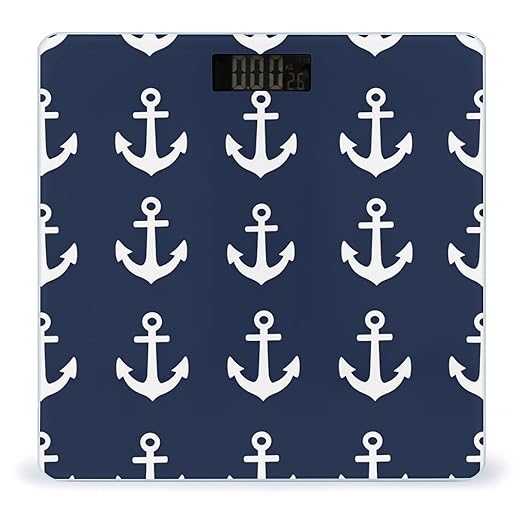 Women's Digital Bathroom Weighing Scale Automatic Switch Energy Saving Scale Smart Scale for Body Weight Nautical Anchor Navy