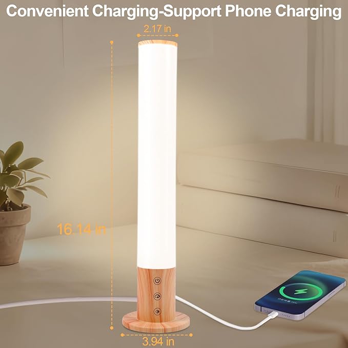 Light Therapy Lamp - 10000 Lux Full Spectrum Sun Lamp 3 Color Temperatures &amp 670nm Red Light Touch/Remote Control Stepless Dimming USB Charging GlowPillar Sunlight Lamp for Home Office