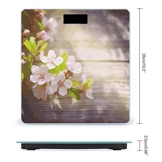 Spring and Flower Weight Scale Digital Electronic Scales Bathroom Scale Larg LCD Backlight Display High Precision MeasurementsTempered Glass