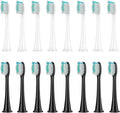 15/20Pcs Replacement Brush Heads Compatible for HX3/HX6/HX9 Series Electric Toothbrush HX6064(8 White 8 Black)