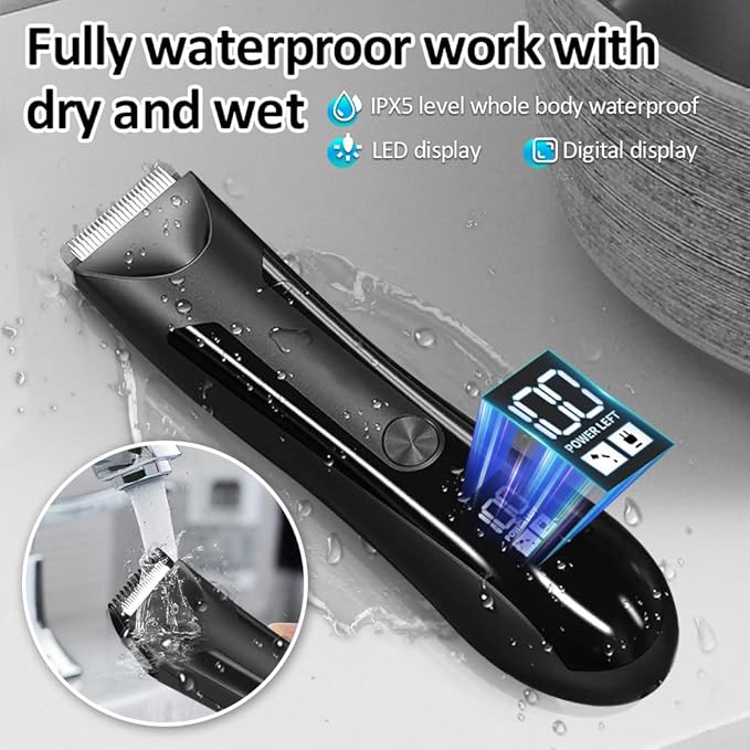 Men's Trimmer - IPX5 Waterproof Electric Shaving Trimmer with Replaceable Ceramic Blade Head Body Groomer for Pubic Area Underarms Chest Groin