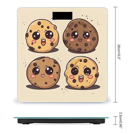 Chocolate Chip Cookies with Different Expressions Weight Scale Large Bathroom Scales Digital Weight with Bright LED Display Non Slip Automatic Weighing Scale Fashion Weighing Machine for Body