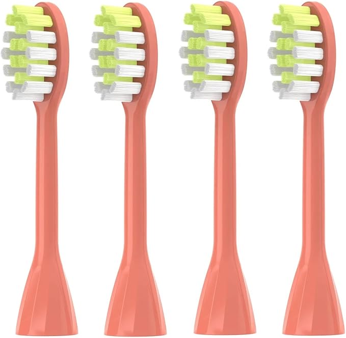4Pack Replacement Toothbrush Heads Compatible with Ph One Soni Care Electric Head HY1100 HY1200 BH1022(Miami Coral)