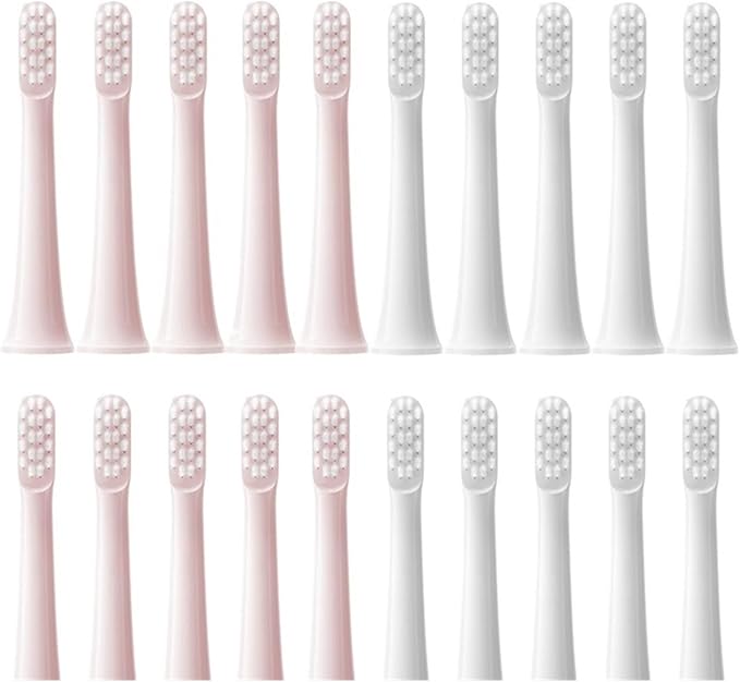 10PCS Replaceable Brush HeadsCompatible for XIAOMI T100 Electric Toothbrush Soft Caps Bristle Vacuum Package Nozzles(5White5Pink)