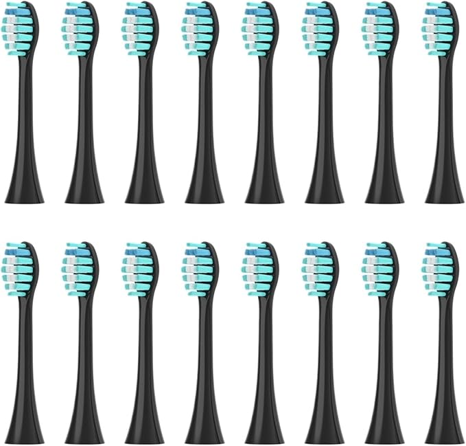Compatible for Sonicool 051B Cleaning Replacement Bristle Brush Heads Nozzles16pcs(16PCS Black)