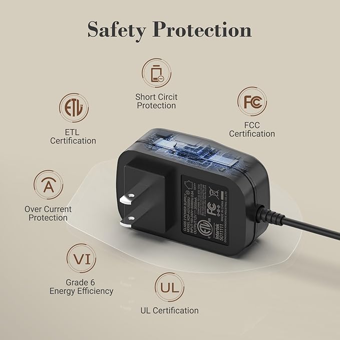 Foot Massager 12V 2.0A DC Adapter Power Cord
