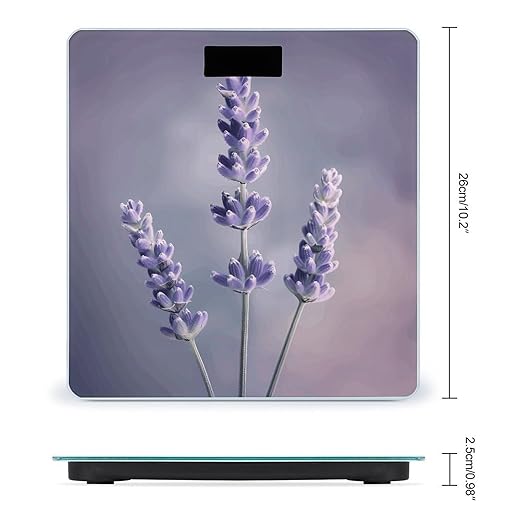 Lavender Flower Weight Scale Highly Accurate Digital Weighing Scale with Large LCD Display Smart Bathroom Scales for Home Bedrooms and Gift Giving